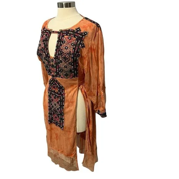 Free People Market Place Embroidered Maxi Top S Boho Festival - Picture 7 of 16